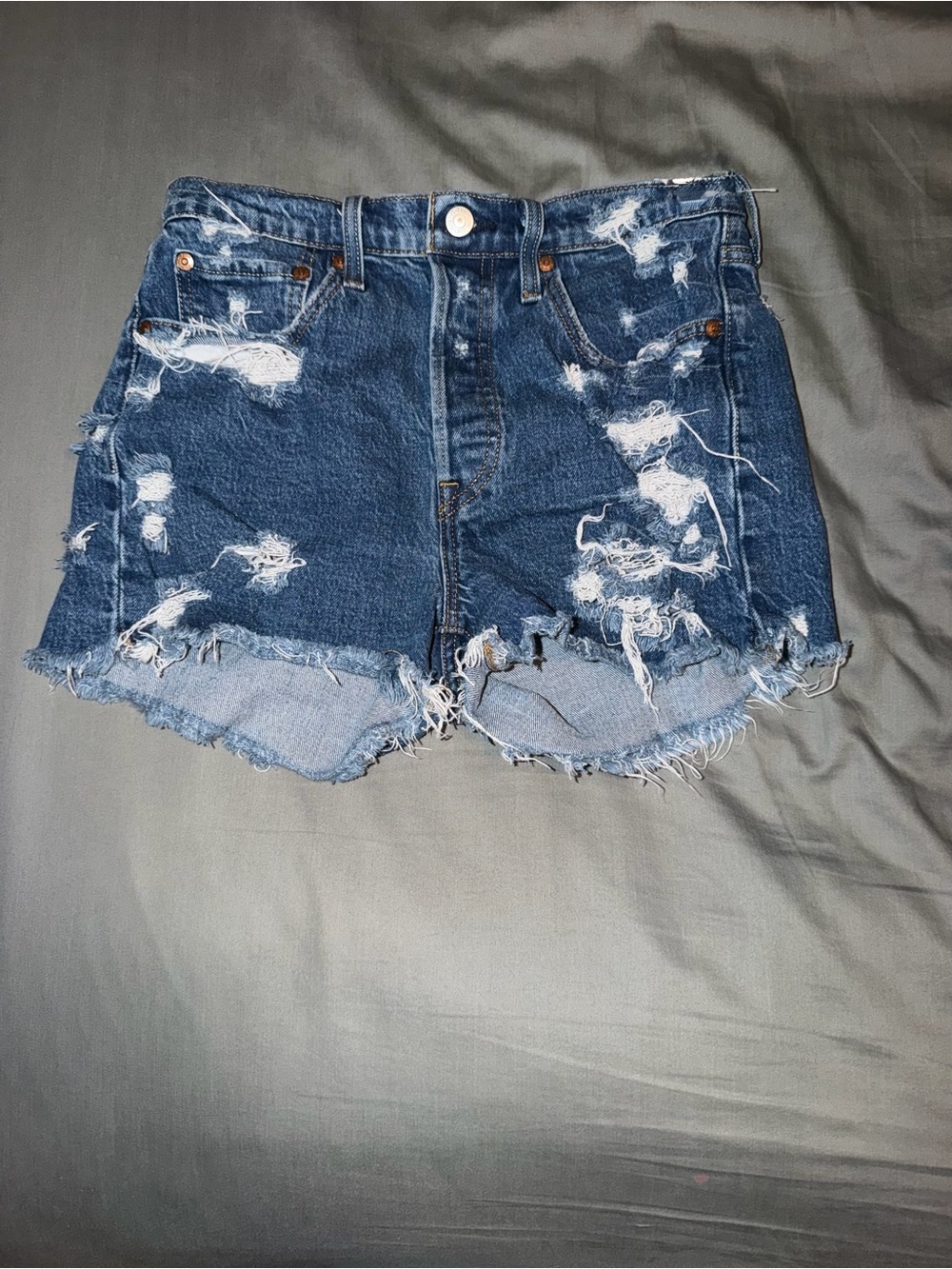 Vintage Levi Dark Blue Distressed Denim Cutoff Shorts
